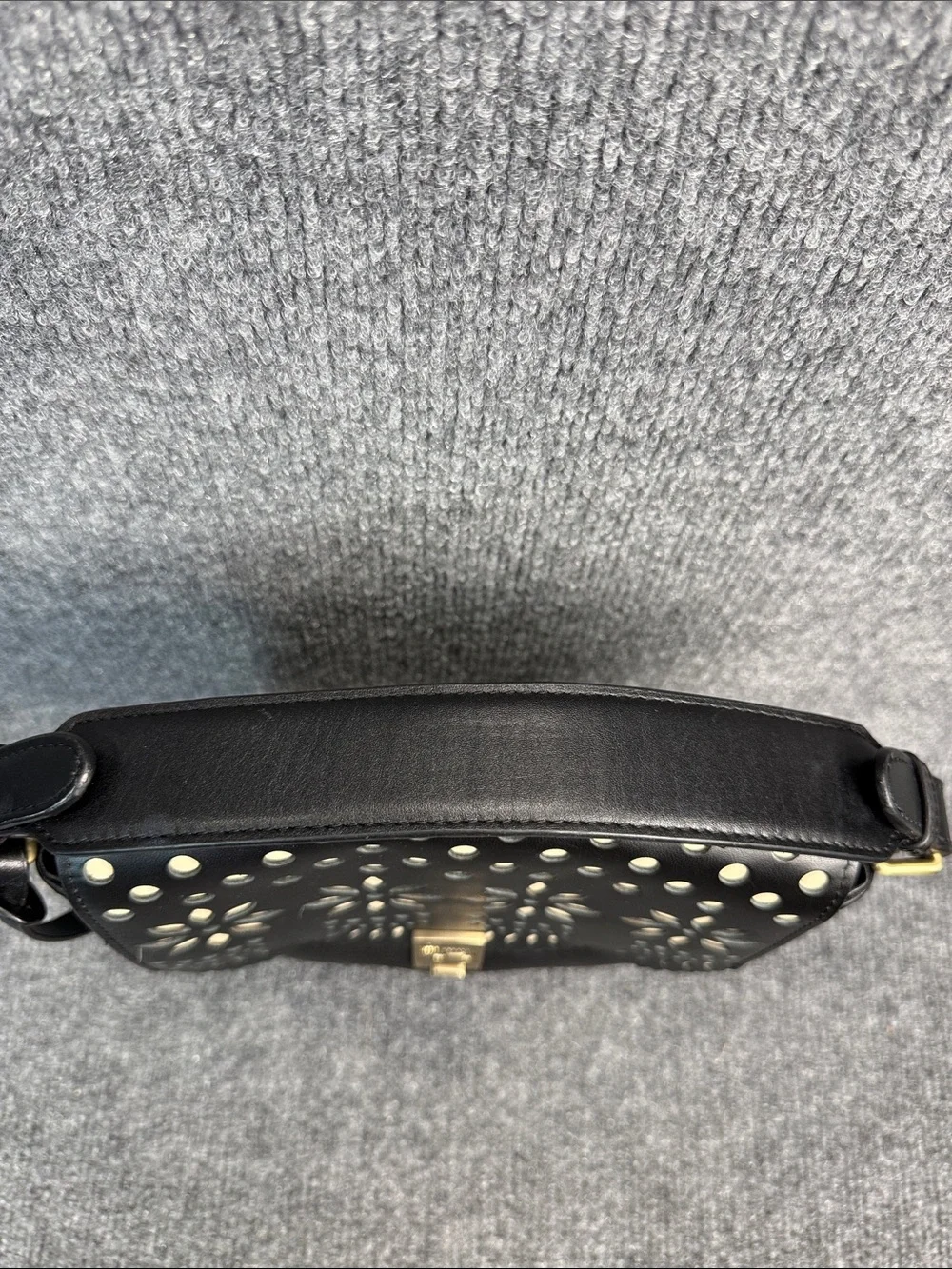 RADLEY LONDON Black & Cream Floral Cutout Leather Top-Handle Bag NWOT